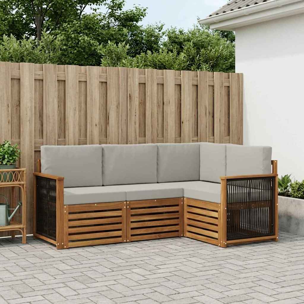 vidaXL Conjunto de sofás de exterior 4 uds. Poliéster