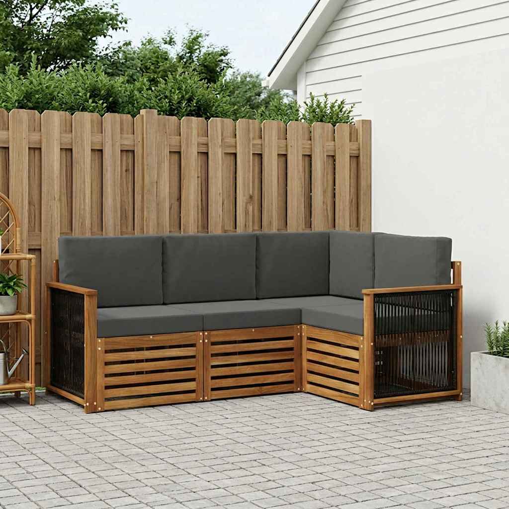 vidaXL Conjunto de sofás de exterior 4 uds. Poliéster