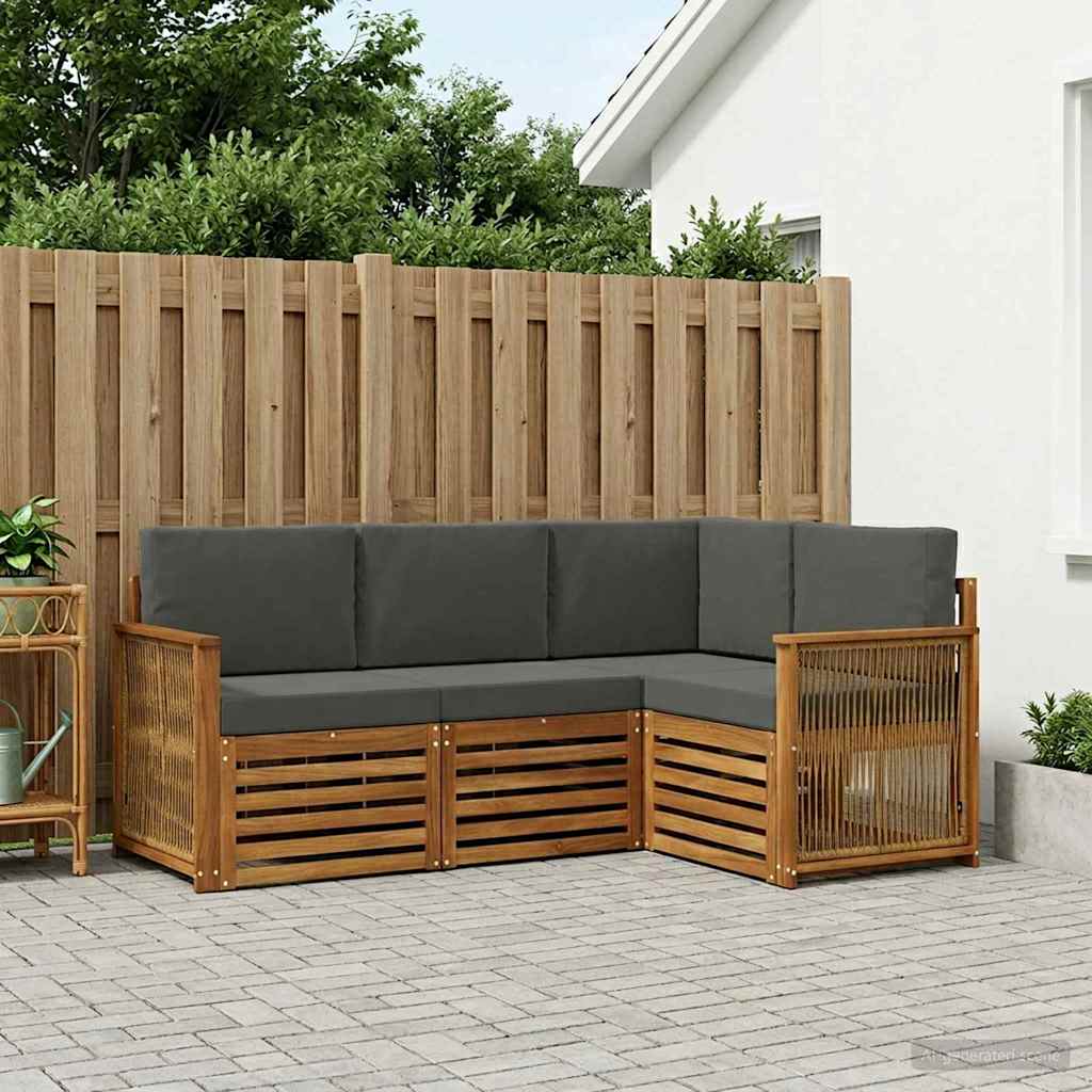 vidaXL Conjunto de sofás de exterior 4 uds. Poliéster