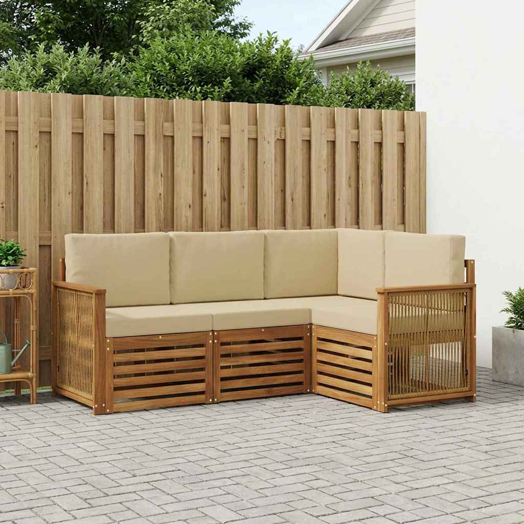 vidaXL Conjunto de sofás de exterior 4 uds. Poliéster