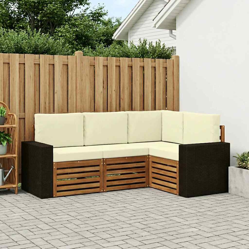 vidaXL Conjunto de sofás de exterior 4 uds. Poliéster