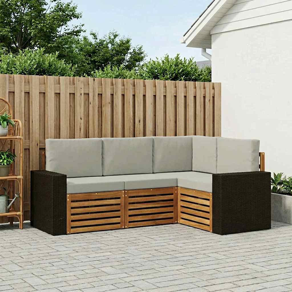 vidaXL Conjunto de sofás de exterior 4 uds. Poliéster
