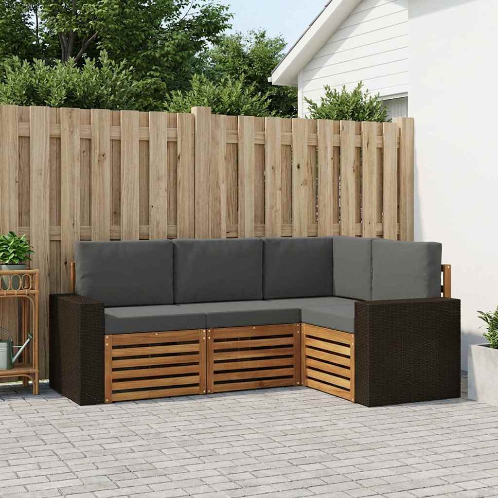 vidaXL Conjunto de sofás de exterior 4 uds. Poliéster