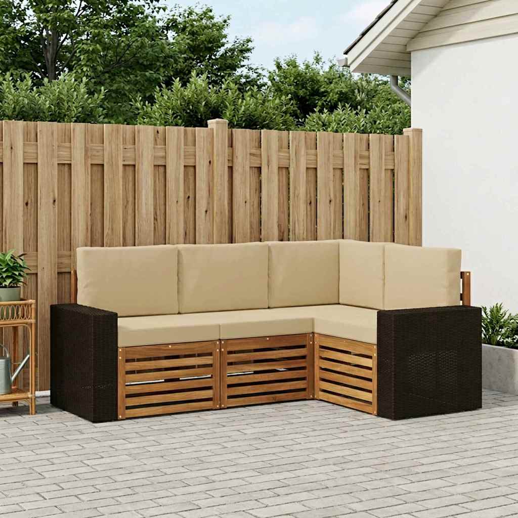 vidaXL Conjunto de sofás de exterior 4 uds. Poliéster