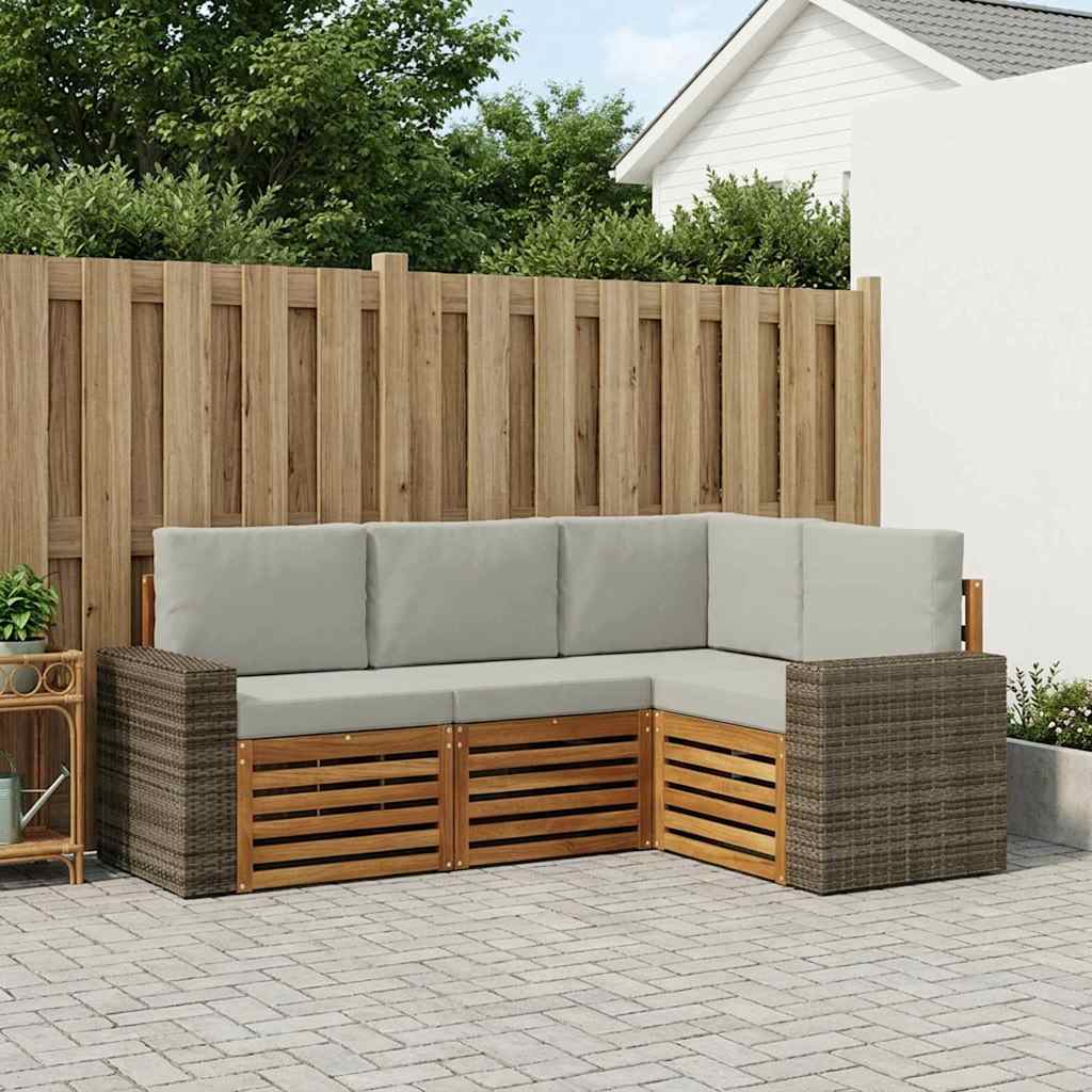 vidaXL Conjunto de sofás de exterior 4 uds. Poliéster