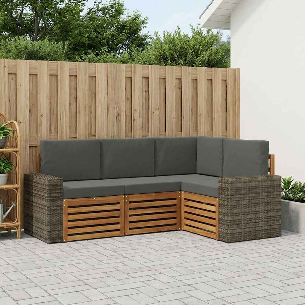 vidaXL Conjunto de sofás de exterior 4 uds. Poliéster
