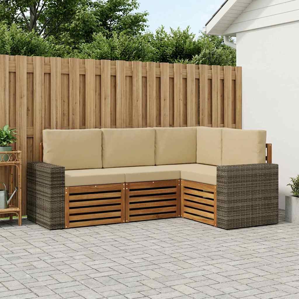 vidaXL Conjunto de sofás de exterior 4 uds. Poliéster