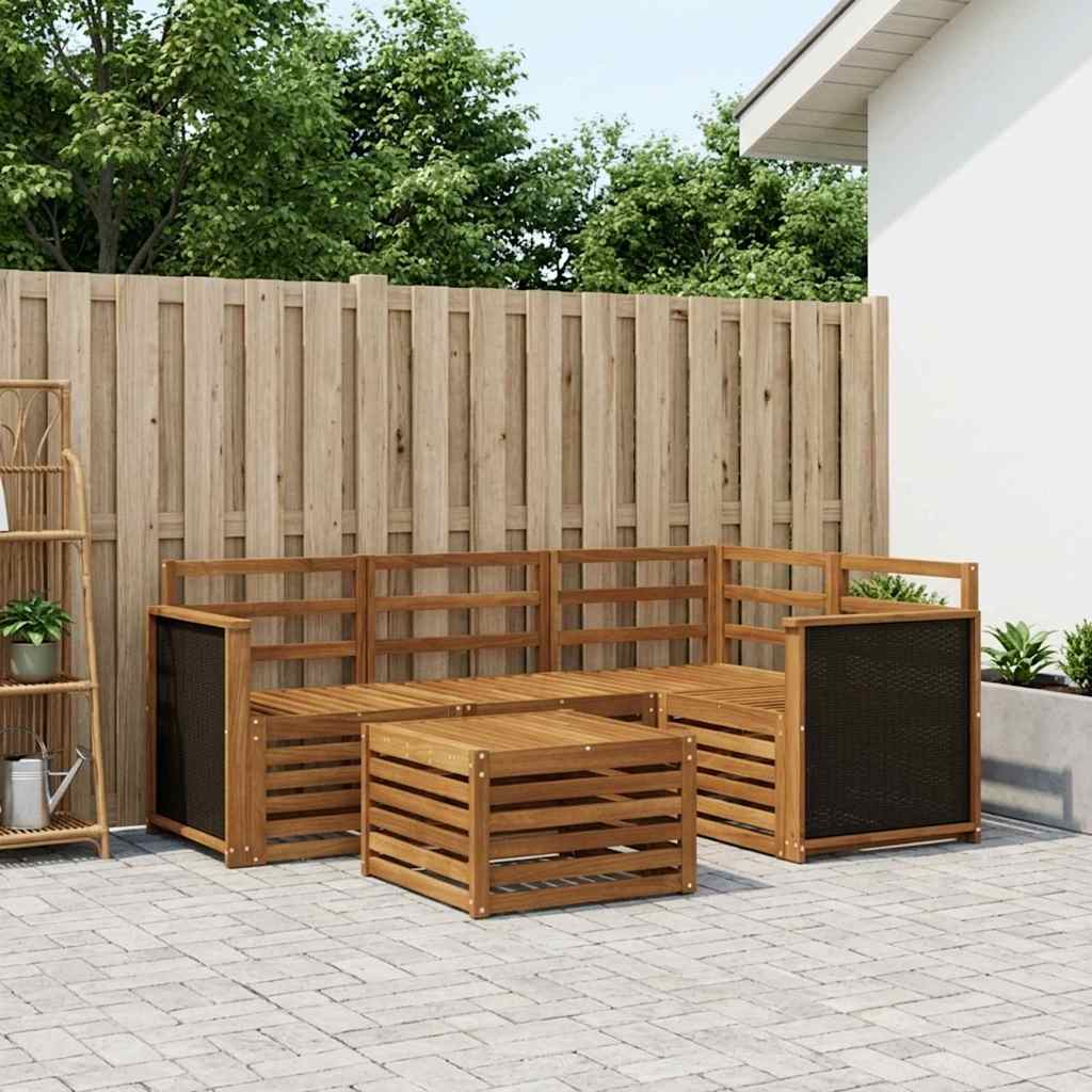 vidaXL Conjunto de sofás de exterior 5 uds. Natural Poliéster