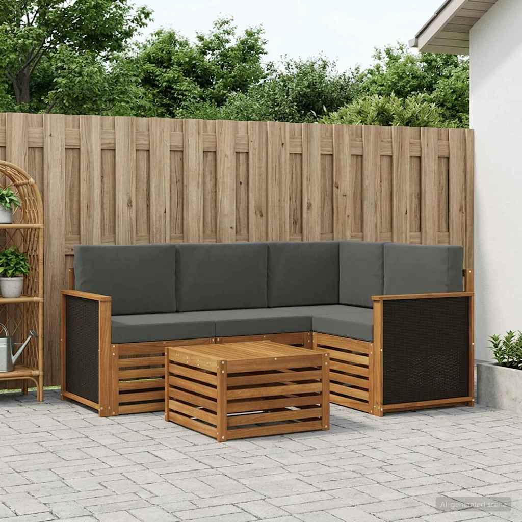 vidaXL Conjunto de sofás de exterior 5 uds. Natural y Antracita