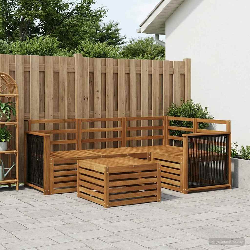 vidaXL Conjunto de sofás de exterior 5 uds. Natural Poliéster