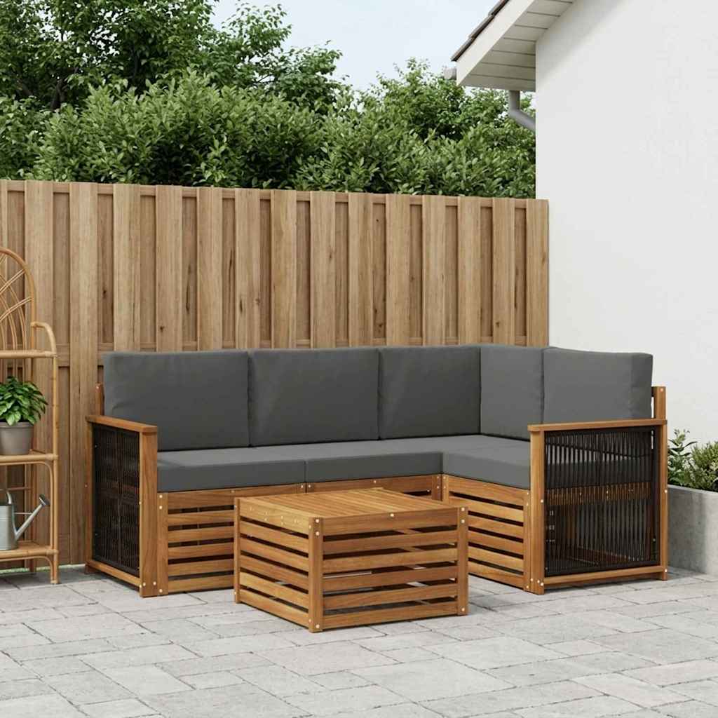 vidaXL Conjunto de sofás de exterior 5 uds. Natural y Antracita