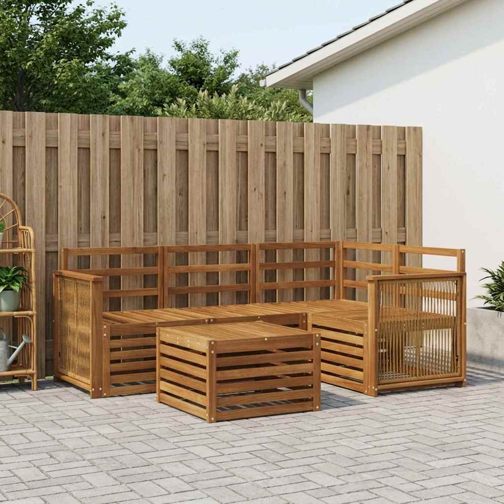 vidaXL Conjunto de sofás de exterior 5 uds. Natural Poliéster