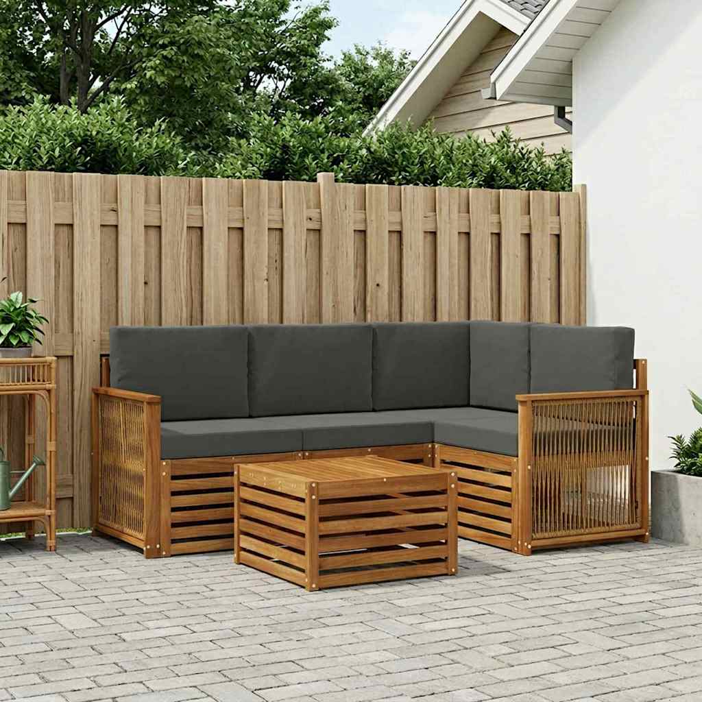 vidaXL Conjunto de sofás de exterior 5 uds. Natural y Antracita