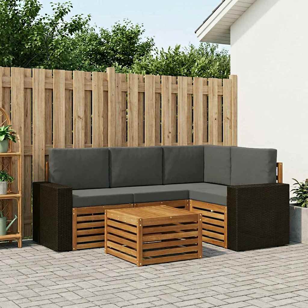 vidaXL Conjunto de sofás de exterior 5 uds. Natural y Antracita