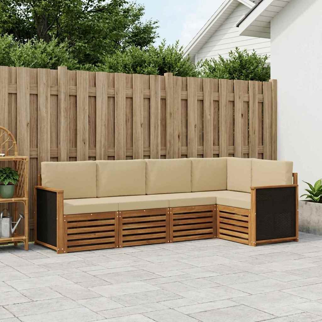 vidaXL Conjunto de sofás de exterior 4 uds. Natural