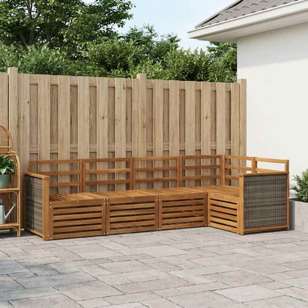 vidaXL Conjunto de sofás de exterior 4 uds. Natural