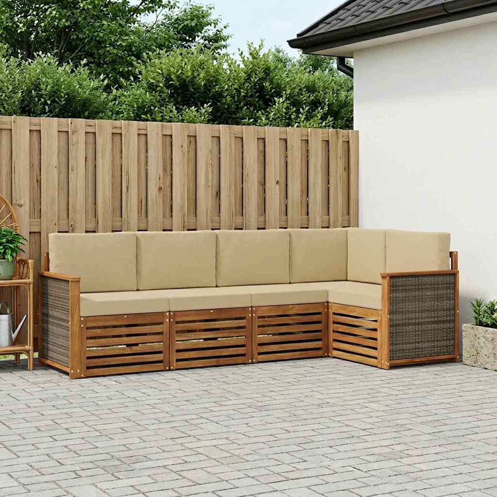 vidaXL Conjunto de sofás de exterior 4 uds. Natural