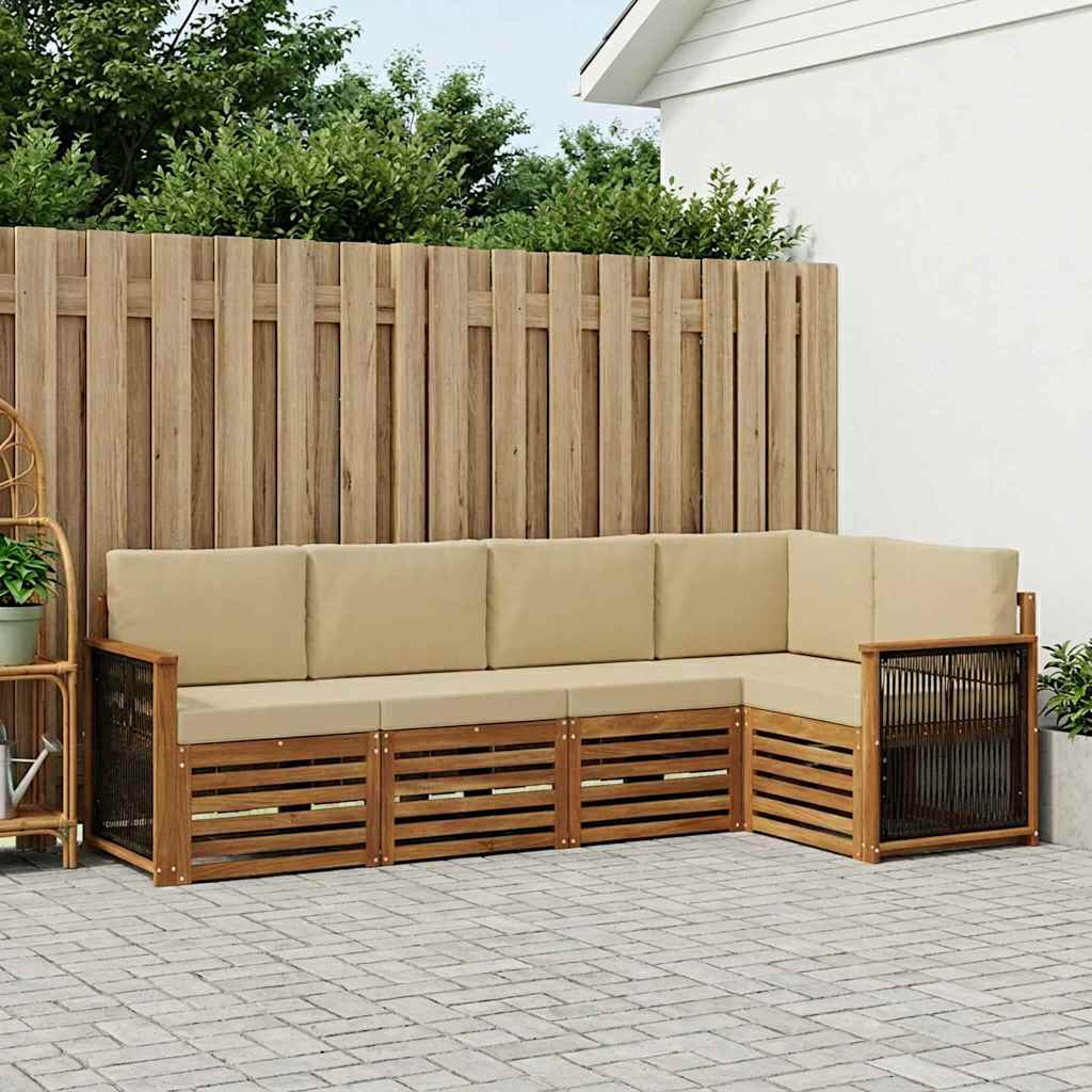 vidaXL Conjunto de sofás de exterior 4 uds. Natural