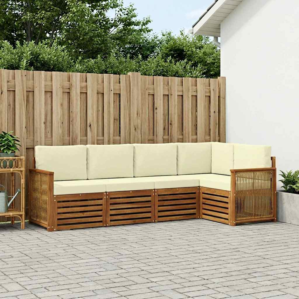 vidaXL Conjunto de sofás de exterior 4 uds. Natural y Crema