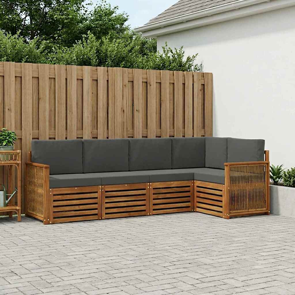 vidaXL Conjunto de sofás de exterior 4 uds. Natural y Antracita