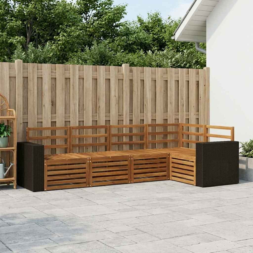 vidaXL Conjunto de sofás de exterior 5 uds. Natural Poliéster