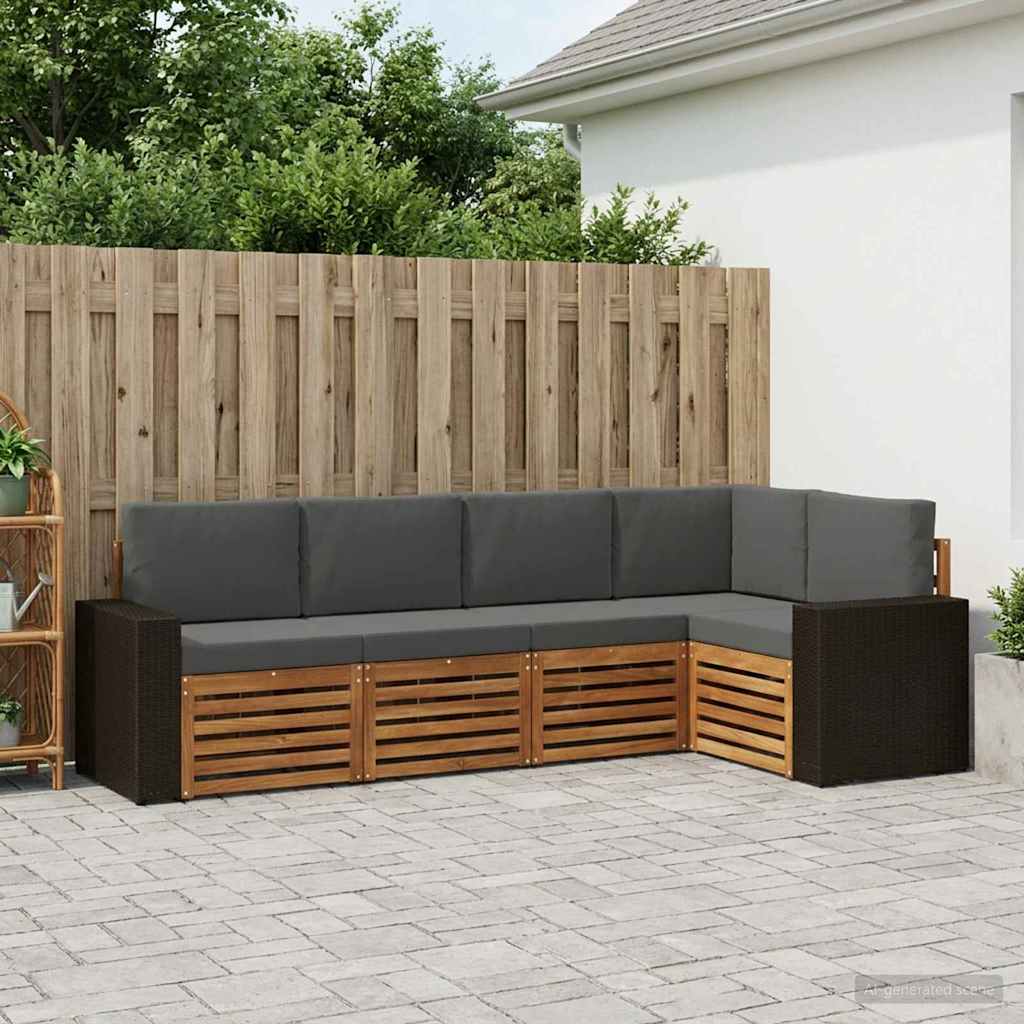 vidaXL Conjunto de sofás de exterior 5 uds. Natural y Antracita