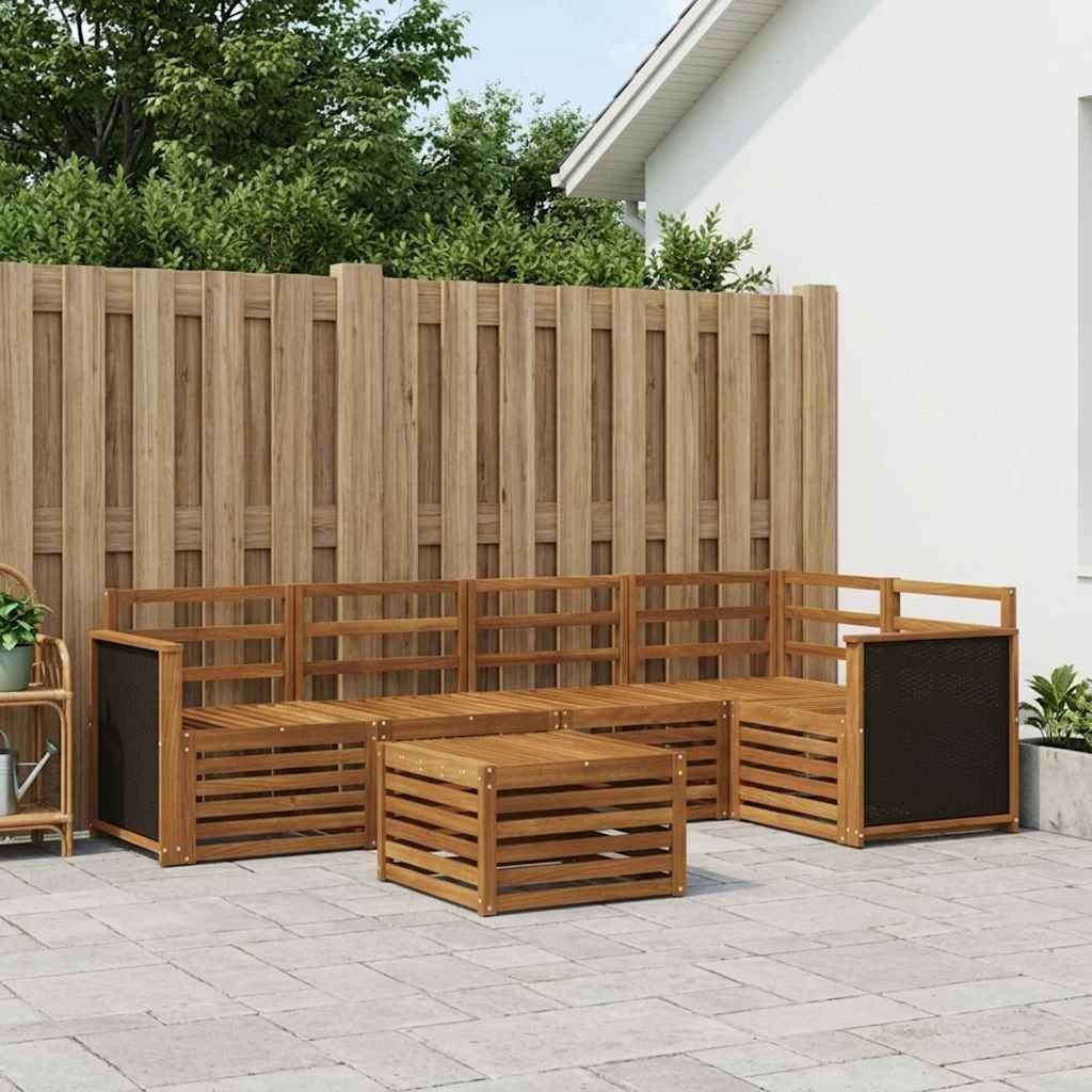 vidaXL Conjunto de sofás de exterior 5 uds. Natural