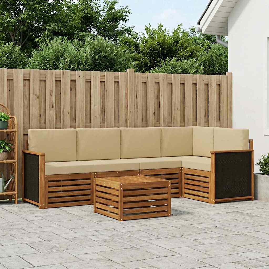 vidaXL Conjunto de sofás de exterior 5 uds. Natural