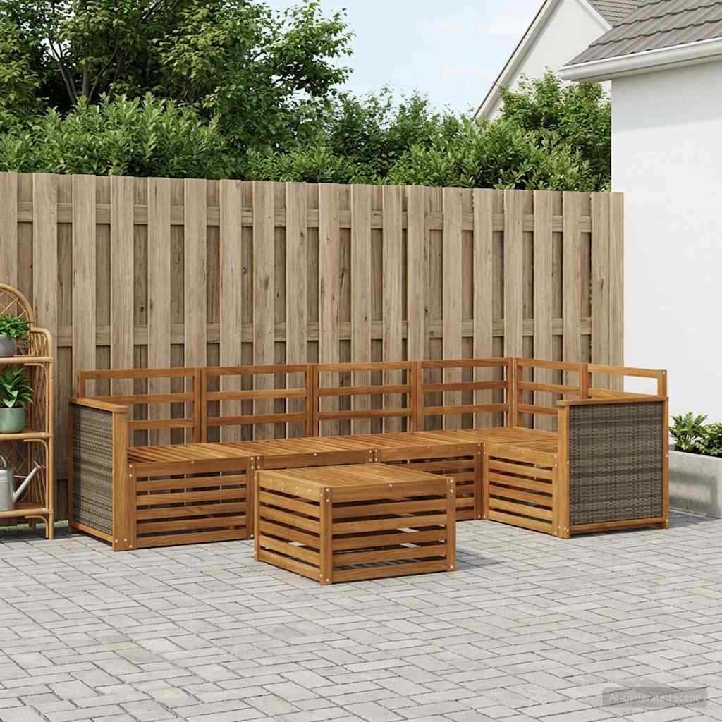 vidaXL Conjunto de sofás de exterior 5 uds. Natural