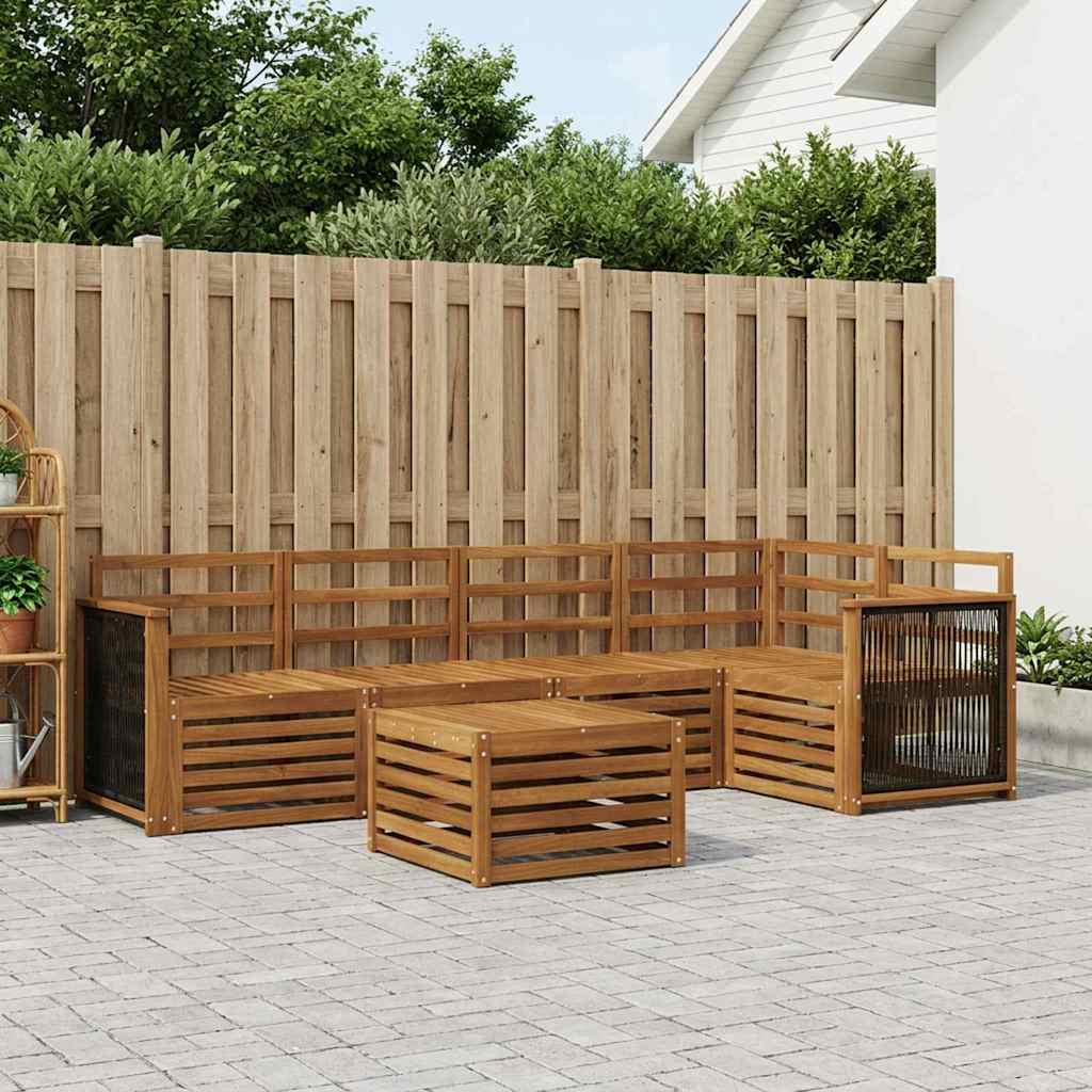 vidaXL Conjunto de sofás de exterior 5 uds. Natural