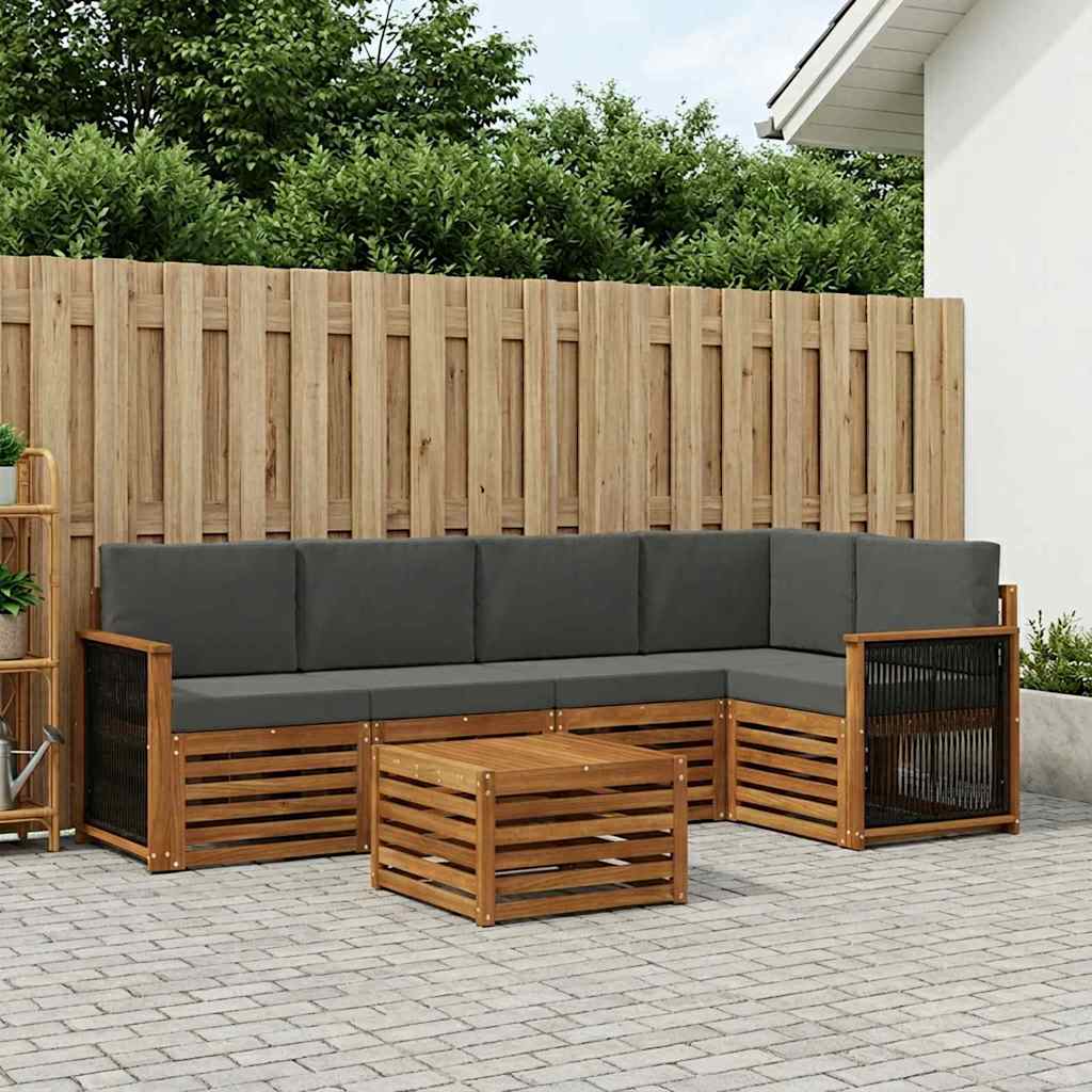 vidaXL Conjunto de sofás de exterior 5 uds. Natural y Antracita