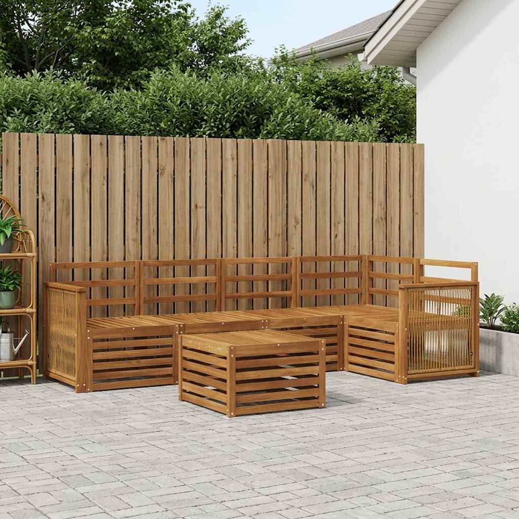 vidaXL Conjunto de sofás de exterior 5 uds. Natural