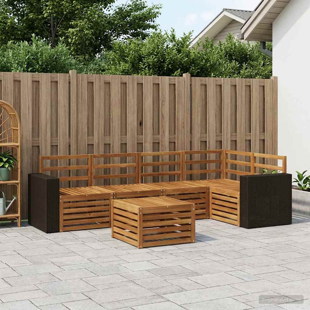 vidaXL Conjunto de sofás de exterior 6 uds. Natural Poliéster