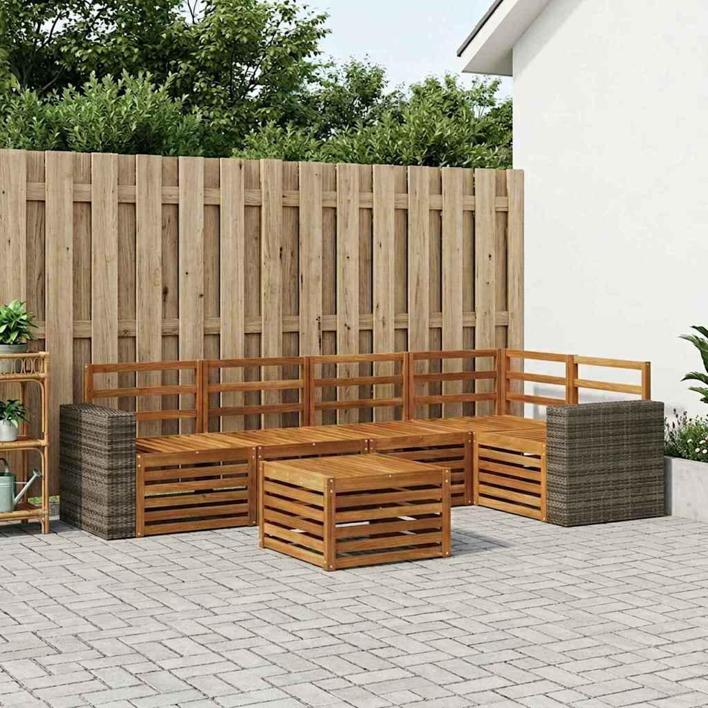 vidaXL Conjunto de sofás de exterior 6 uds. Natural Poliéster