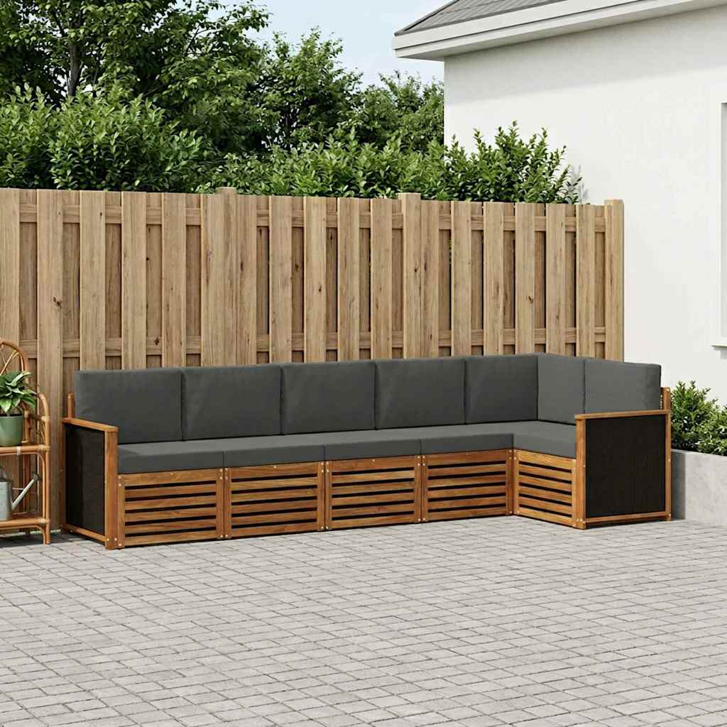 vidaXL Conjunto de sofás de exterior 5 uds. Natural y Antracita