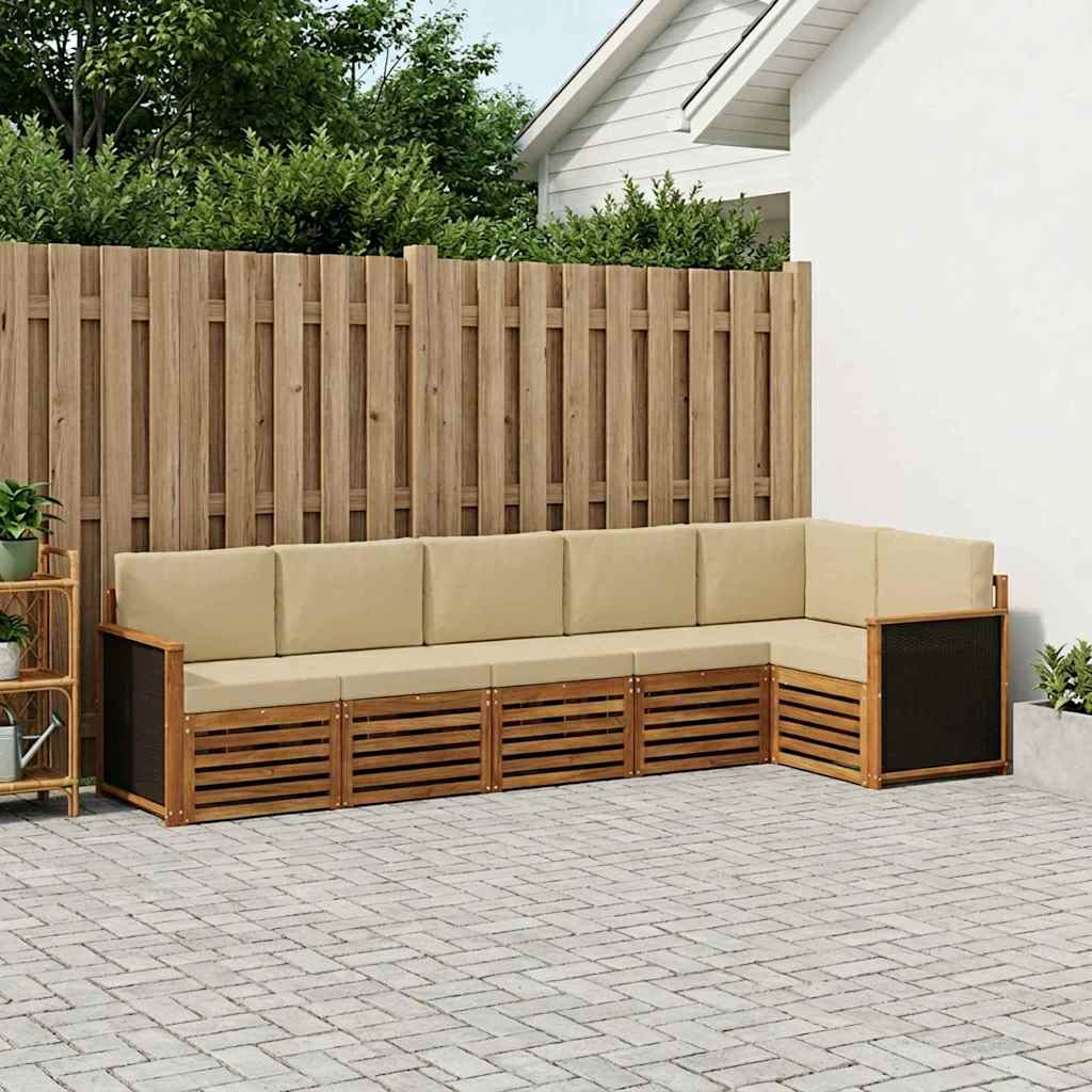 vidaXL Conjunto de sofás de exterior 5 uds. Natural
