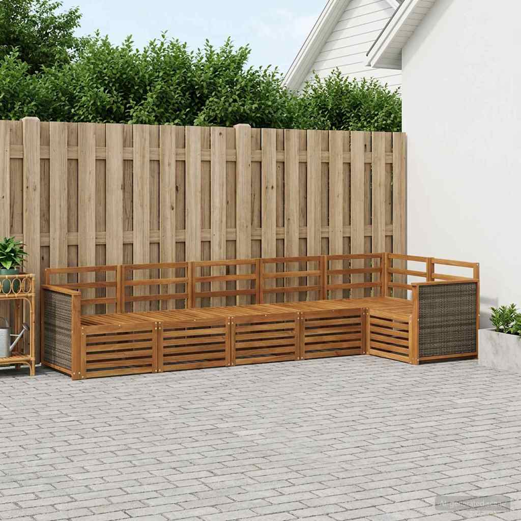 vidaXL Conjunto de sofás de exterior 5 uds. Natural