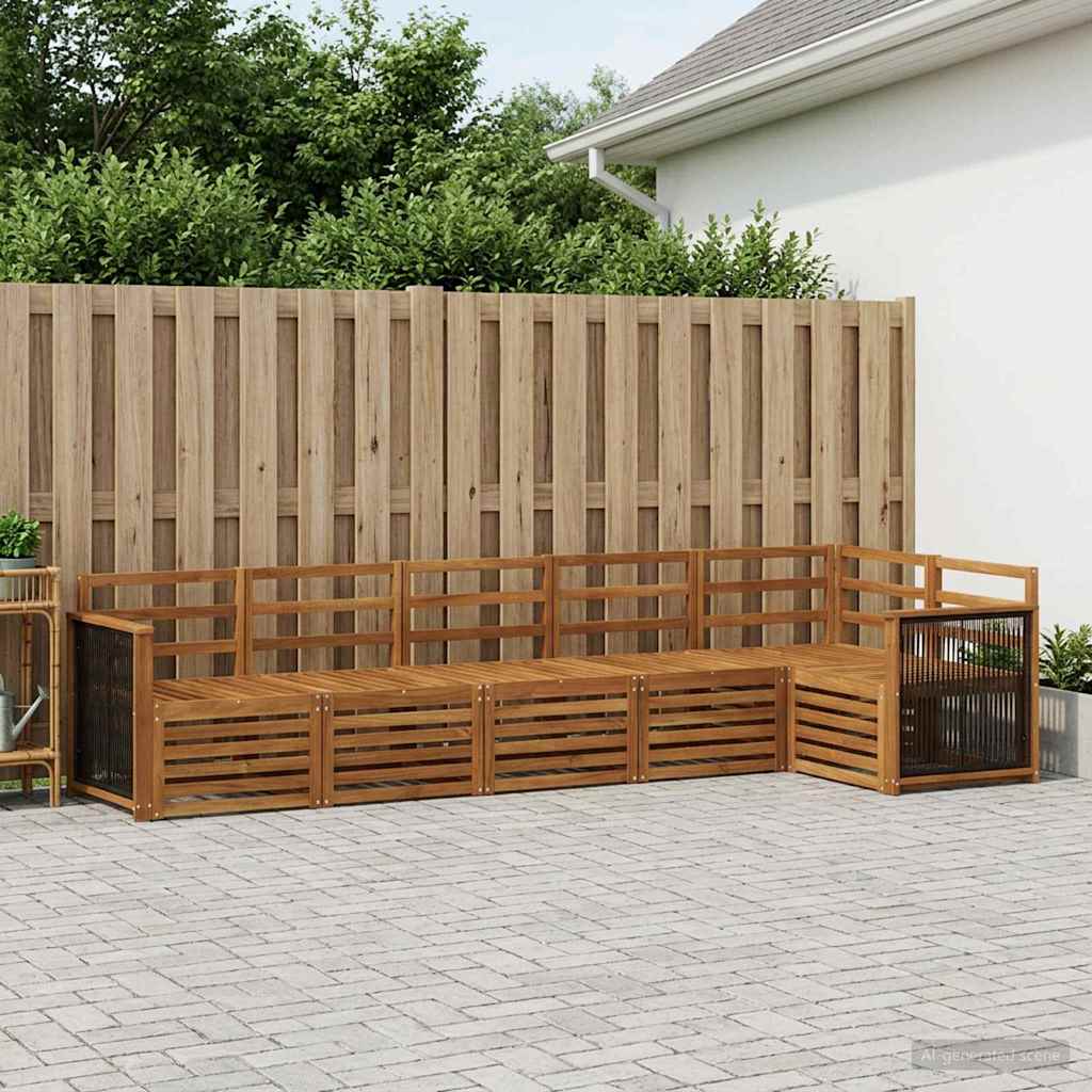 vidaXL Conjunto de sofás de exterior 5 uds. Natural