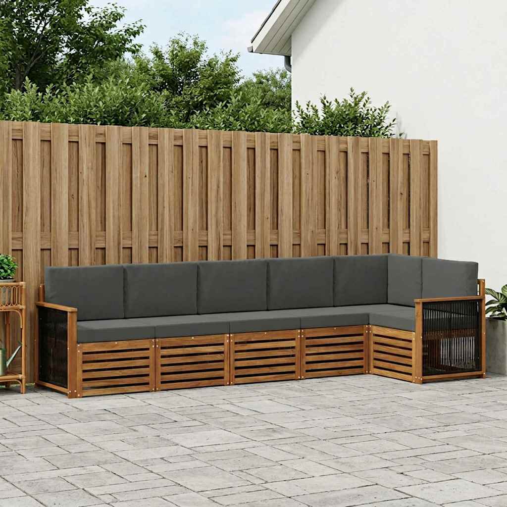 vidaXL Conjunto de sofás de exterior 5 uds. Natural y Antracita