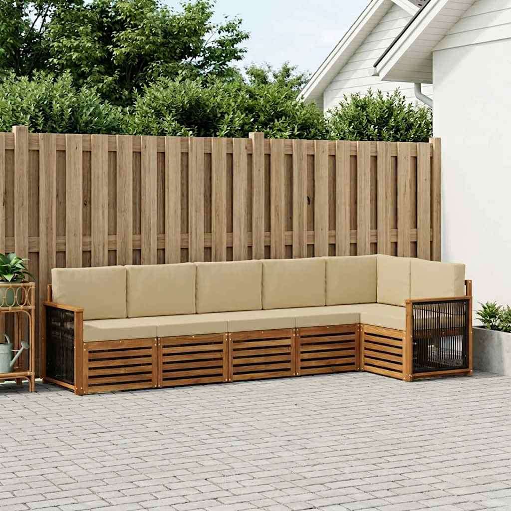 vidaXL Conjunto de sofás de exterior 5 uds. Natural