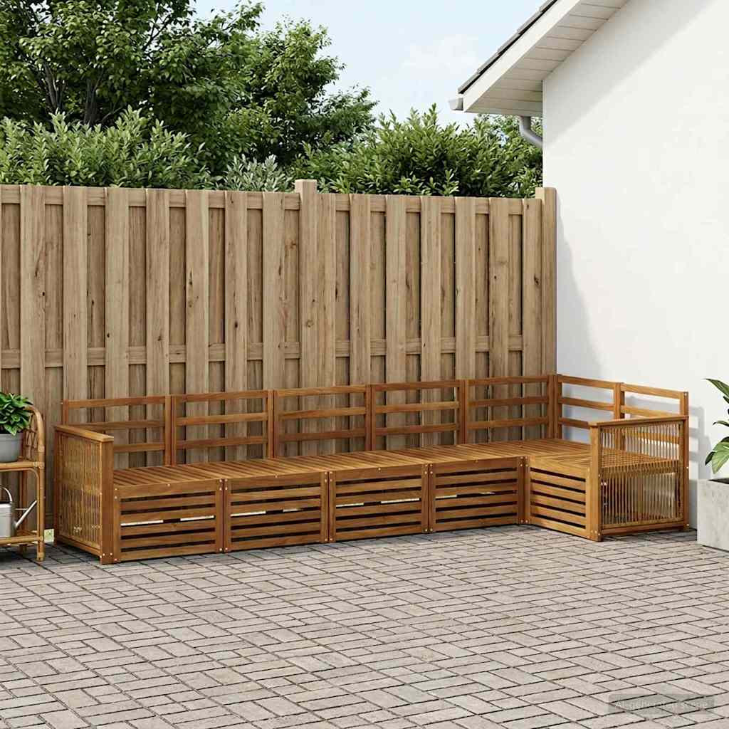 vidaXL Conjunto de sofás de exterior 5 uds. Natural