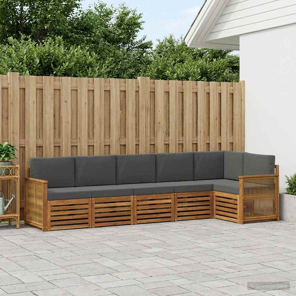 vidaXL Conjunto de sofás de exterior 5 uds. Natural y Antracita
