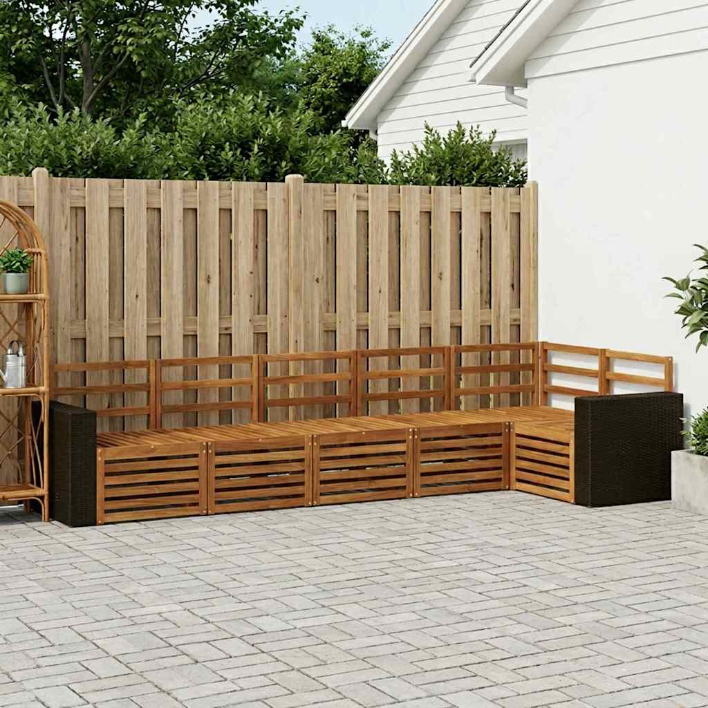vidaXL Conjunto de sofás de exterior 6 uds. Natural Poliéster