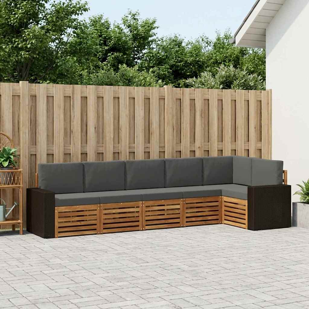 vidaXL Conjunto de sofás de exterior 6 uds. Natural y Antracita