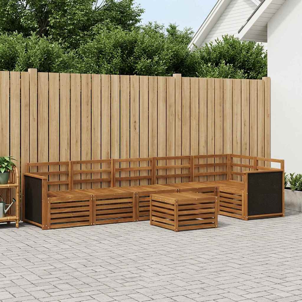 vidaXL Conjunto de sofás de exterior 6 uds. Natural