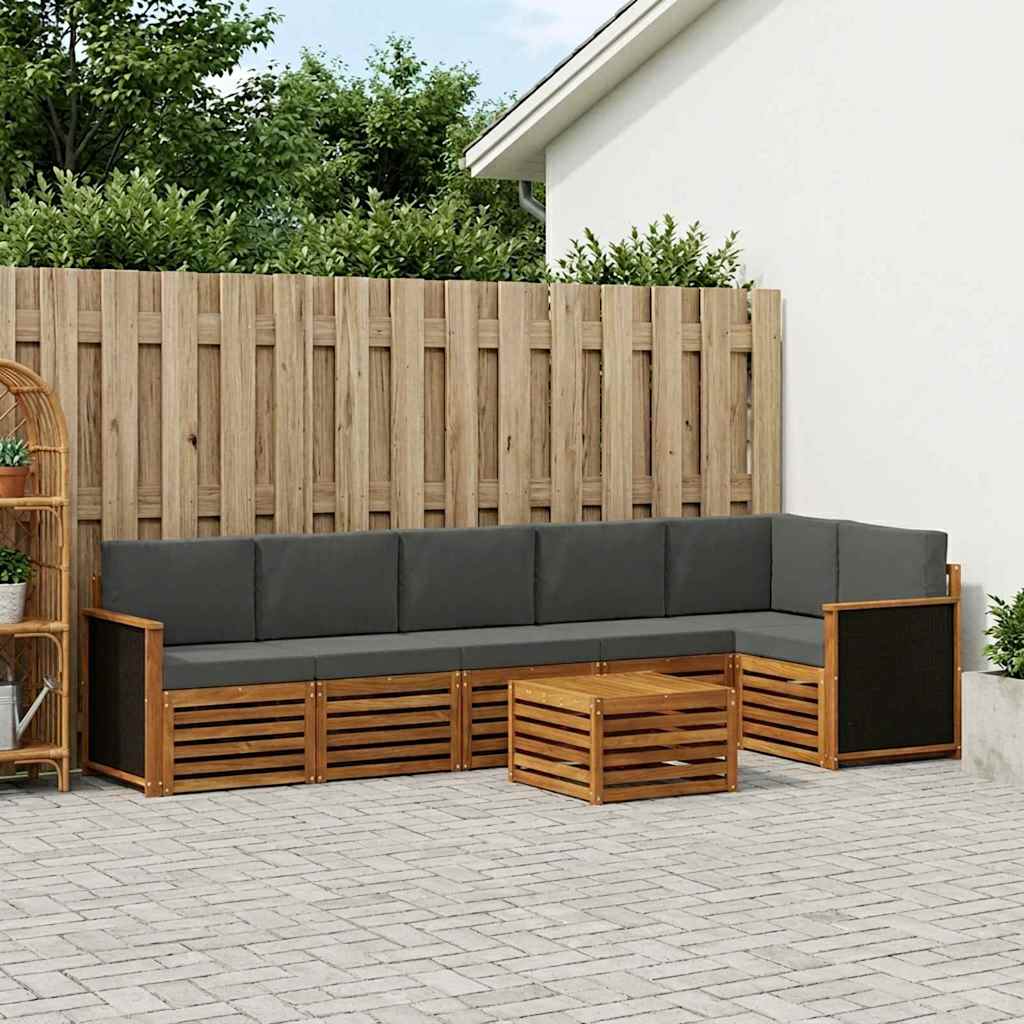 vidaXL Conjunto de sofás de exterior 6 uds. Natural y Antracita