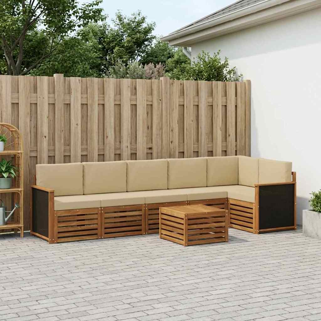 vidaXL Conjunto de sofás de exterior 6 uds. Natural