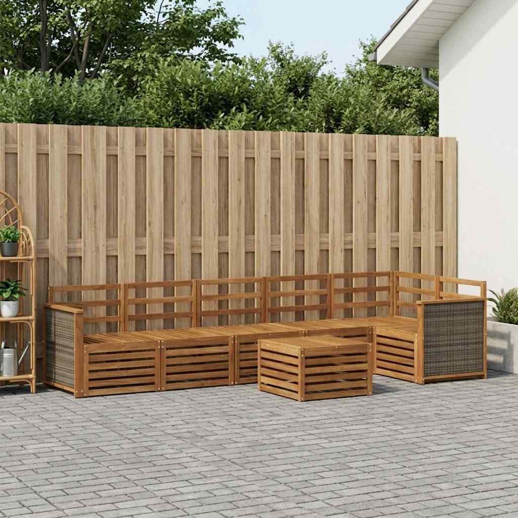 vidaXL Conjunto de sofás de exterior 6 uds. Natural