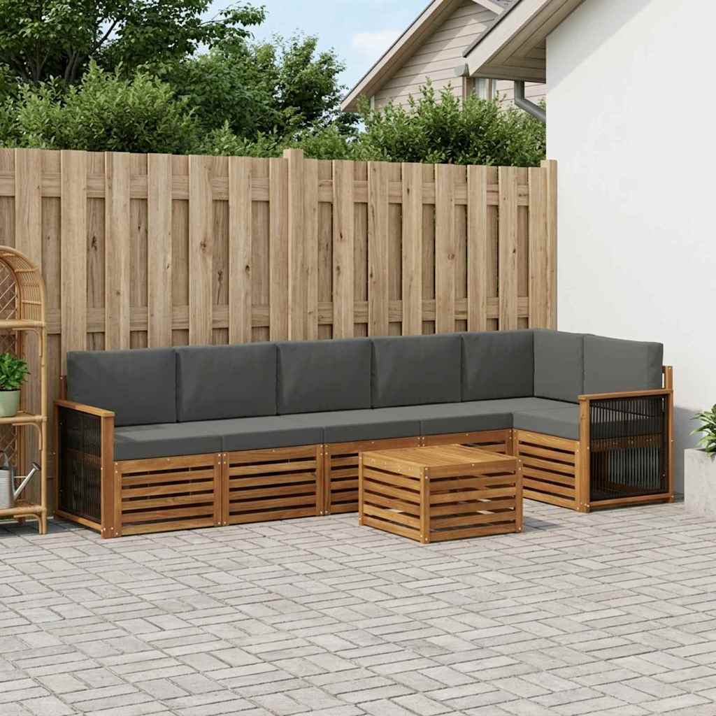 vidaXL Conjunto de sofás de exterior 6 uds. Natural y Antracita