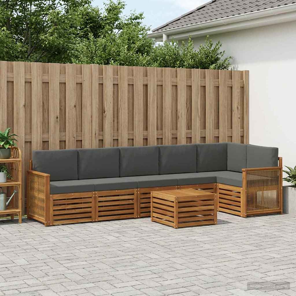 vidaXL Conjunto de sofás de exterior 6 uds. Natural y Antracita